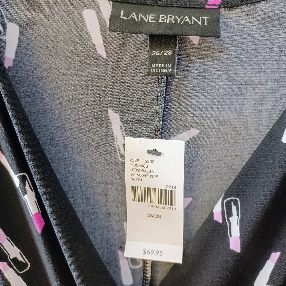 NWT Lane Bryant Faux-wrap Tulip Dress with Adorable Lipstck Pattern 26/28W - Picture 4 of 5